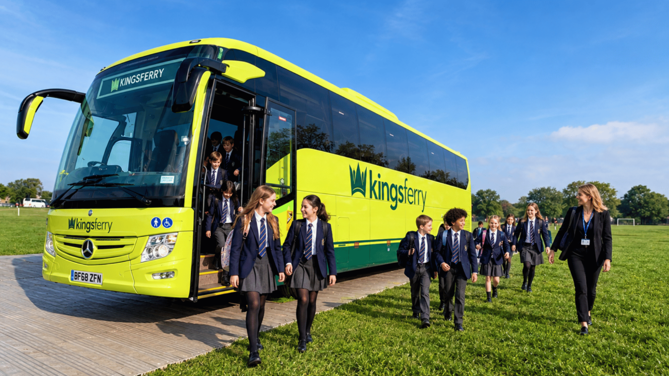 Students getting off a KingsFerry Coach